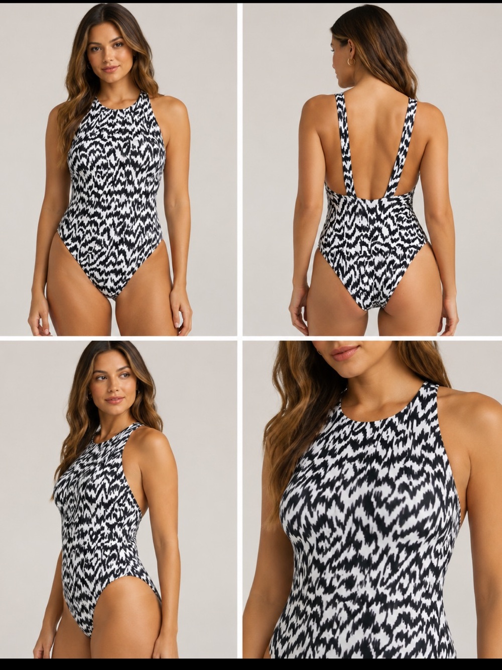 Knix Period Swim One Piece Swimsuit Size Small Black White Print